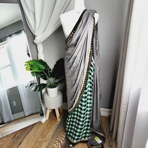 GORGEOUS! HALF SAREE - Green Grey Gold Georgette Saree